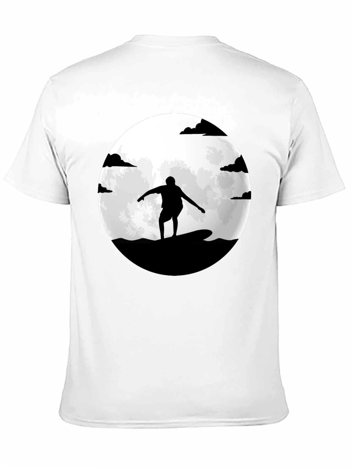 Surfer Silhouette Moon Graphic Tee - Black