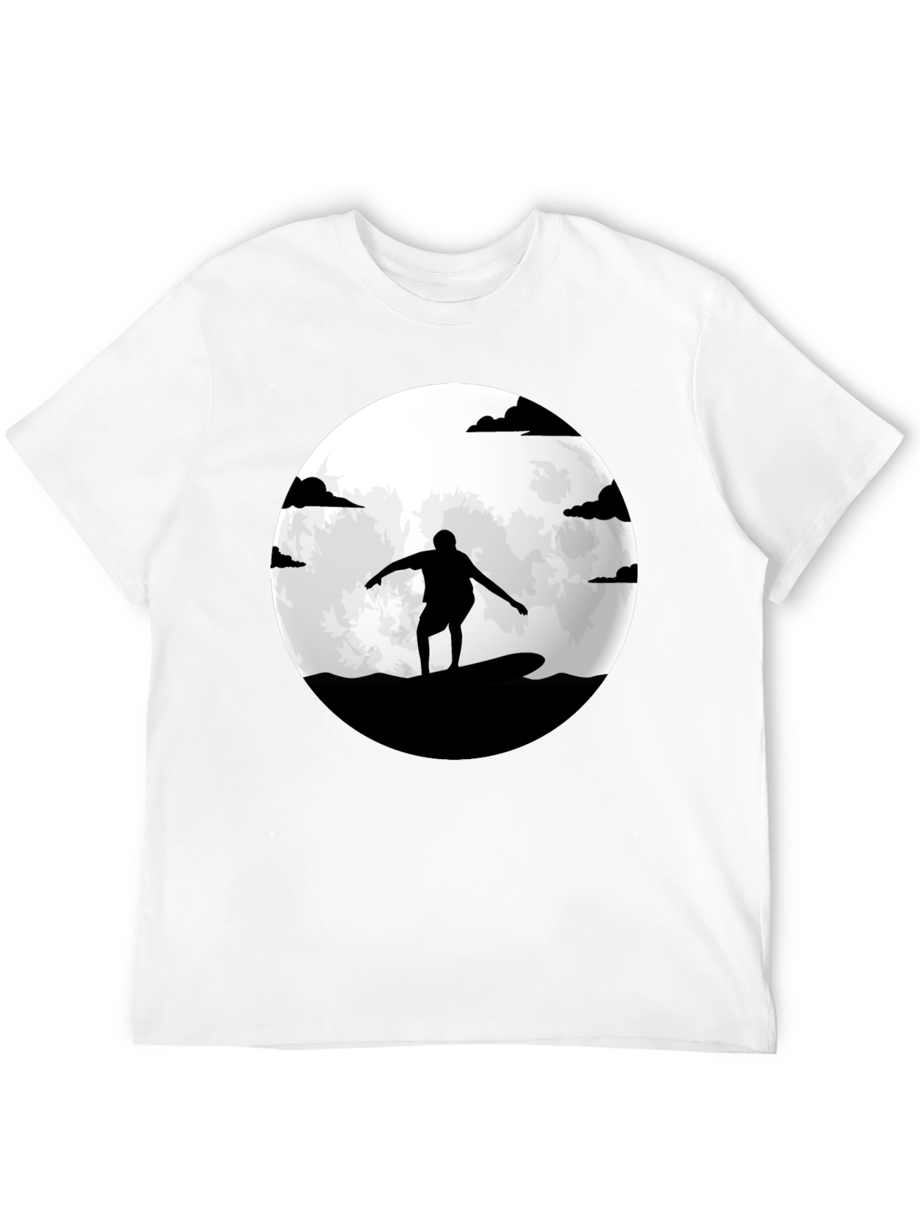 Surfer Silhouette Moon Graphic Tee - Black