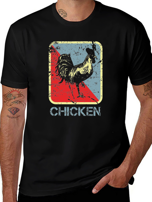 Retro Chicken Graphic T-Shirt - Vintage Style Tee
