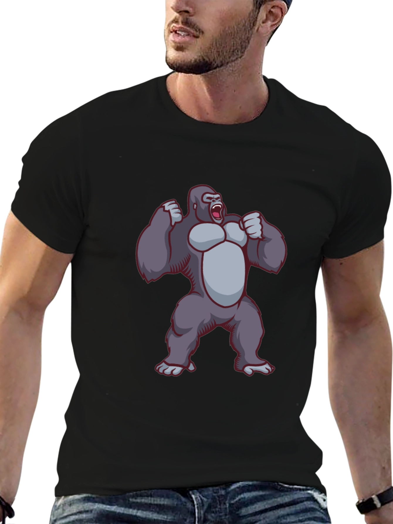 Gorilla Graphic Tee - Black Crew Neck T-Shirt