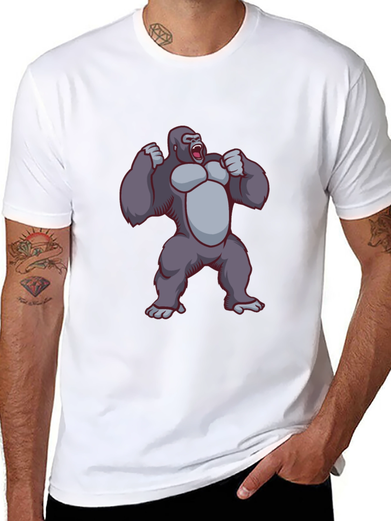 Gorilla Graphic Tee - Black Crew Neck T-Shirt