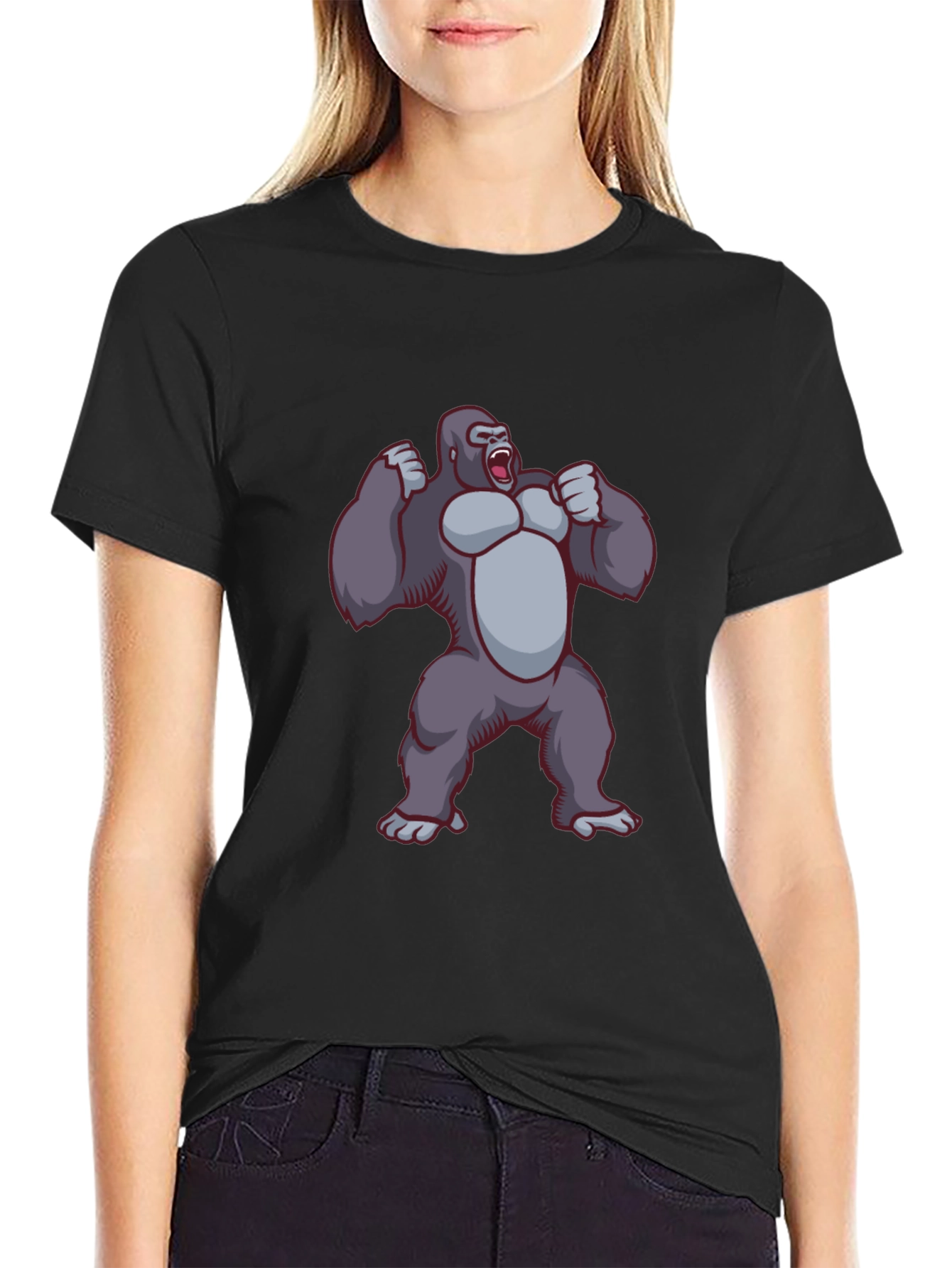 Gorilla Graphic Tee - Black Crew Neck T-Shirt