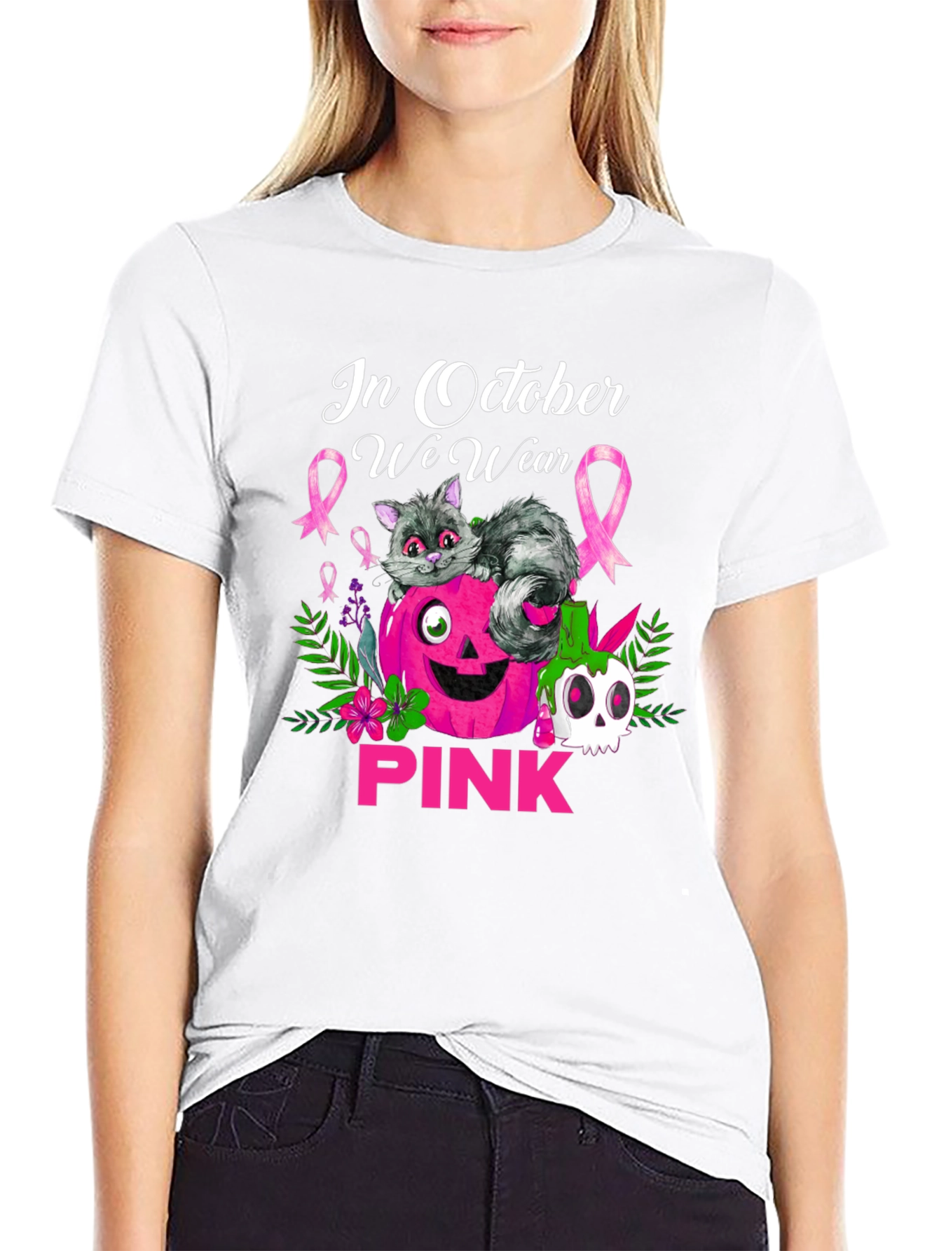 In October We Wear Pink Breast Cancer Awareness T-Shirt