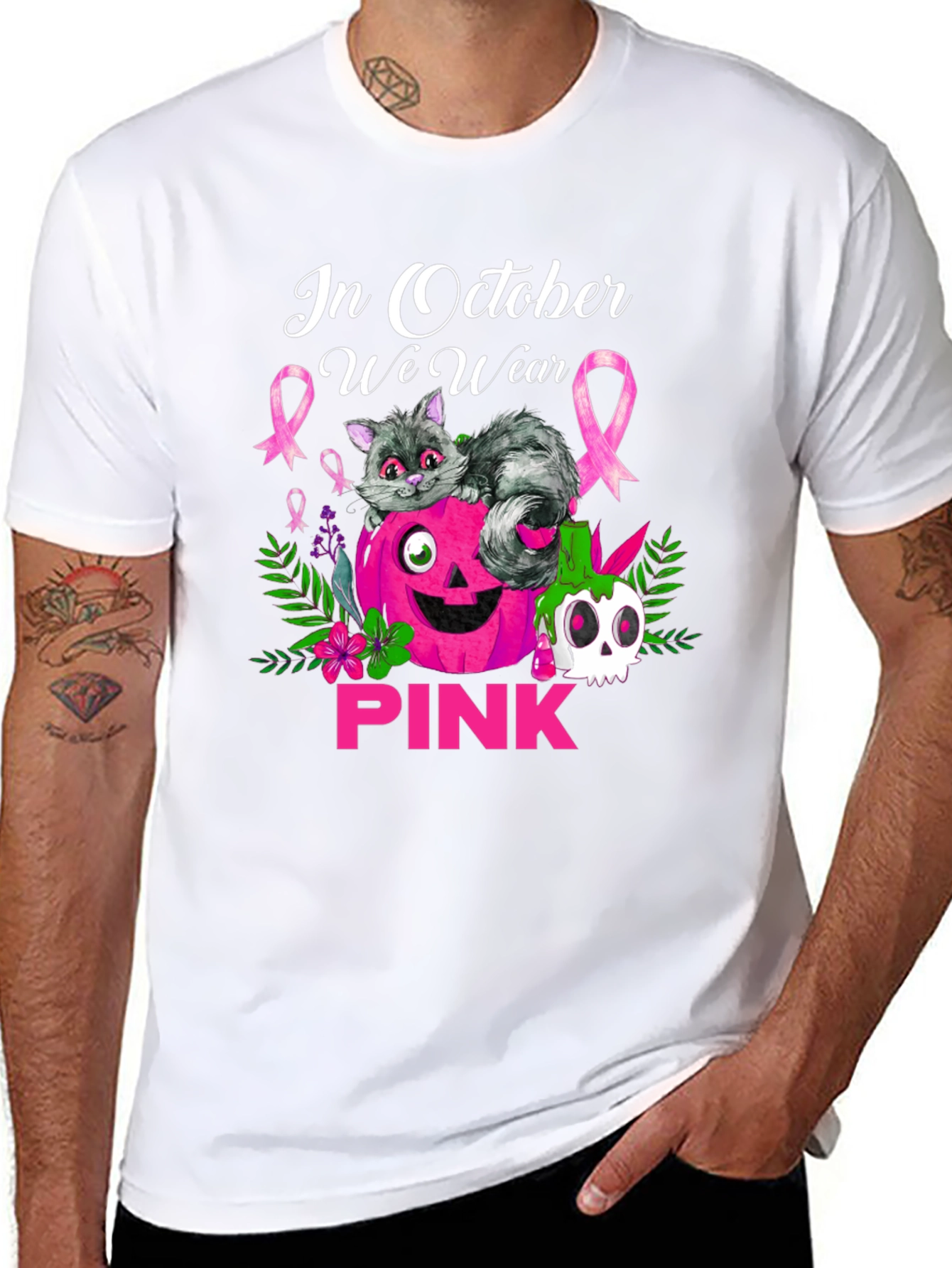 In October We Wear Pink Breast Cancer Awareness T-Shirt