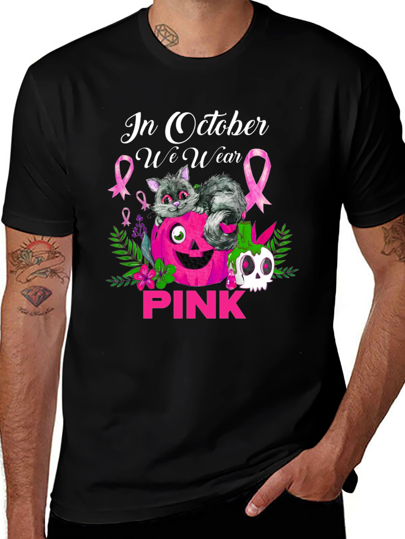 In October We Wear Pink Breast Cancer Awareness T-Shirt