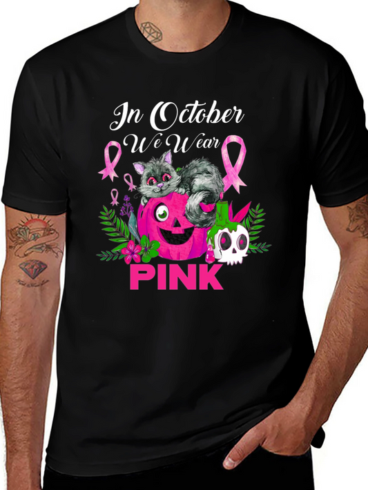 In October We Wear Pink Breast Cancer Awareness T-Shirt
