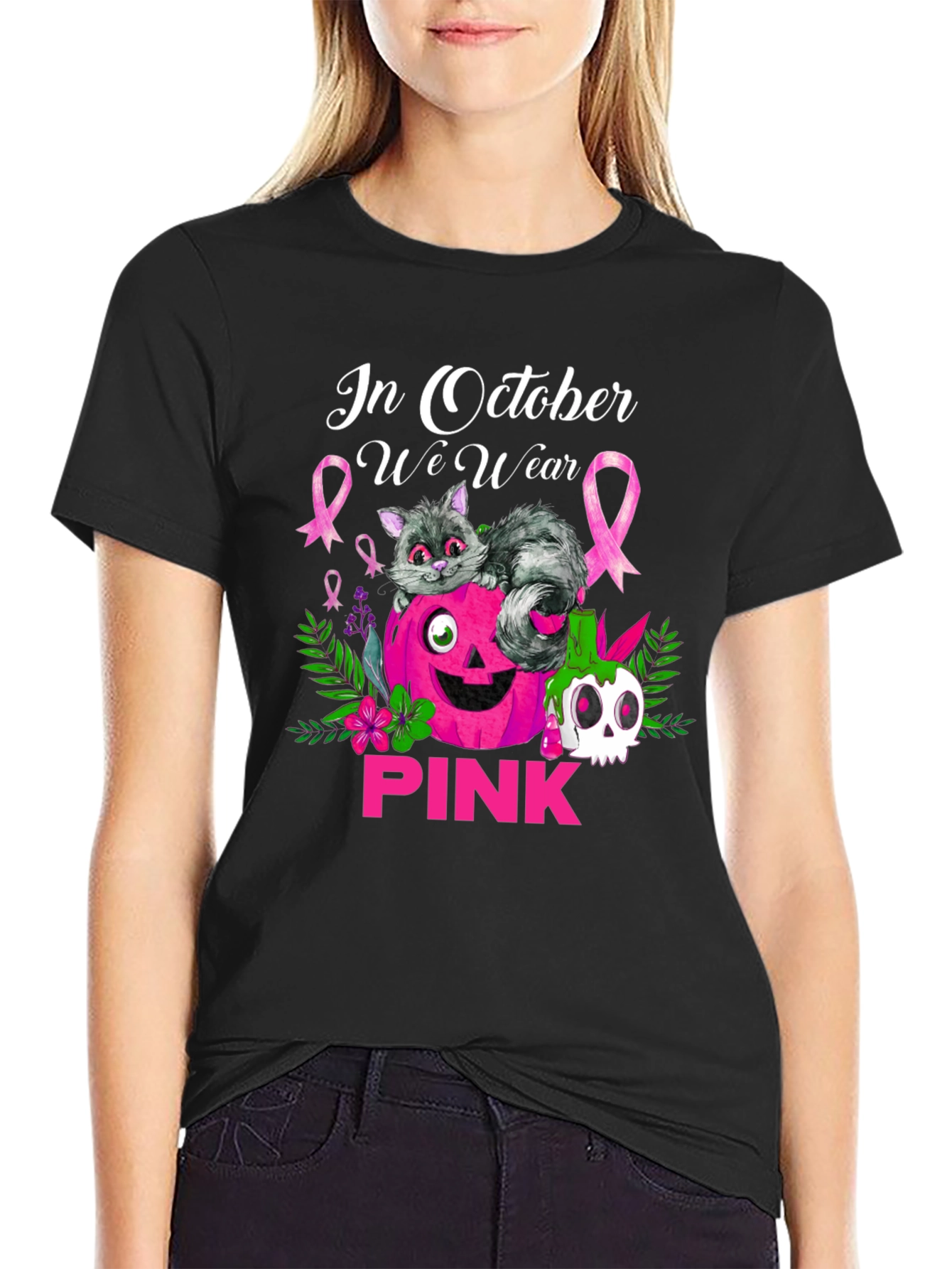 In October We Wear Pink Breast Cancer Awareness T-Shirt