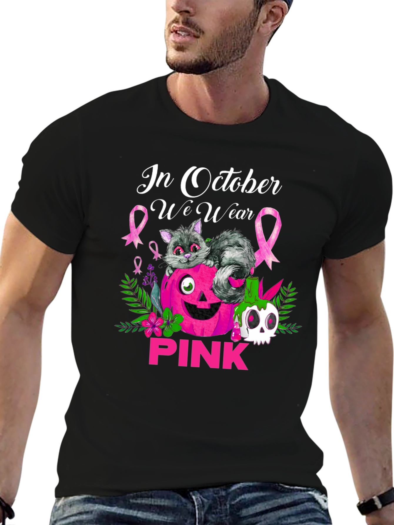 In October We Wear Pink Breast Cancer Awareness T-Shirt