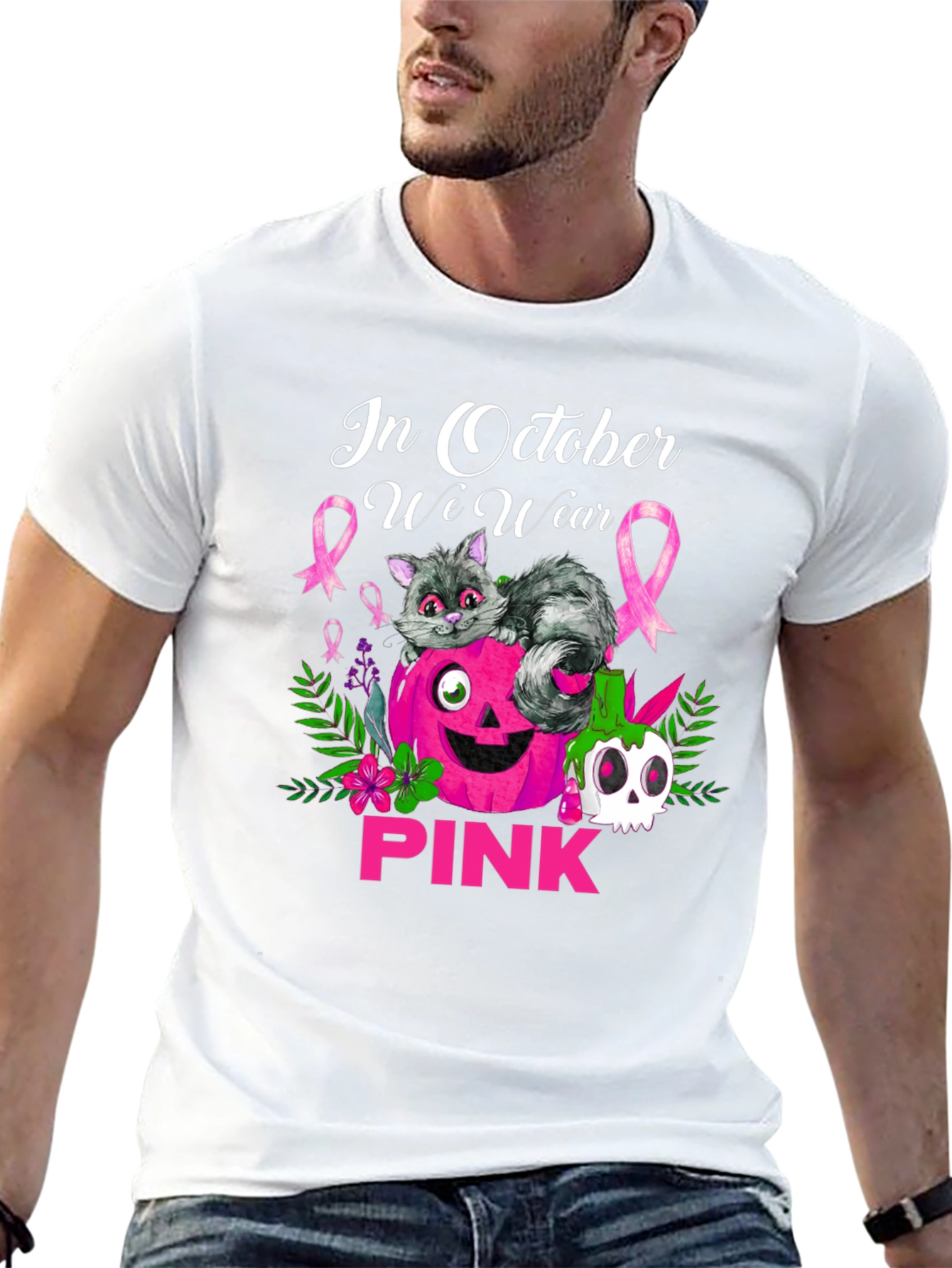 In October We Wear Pink Breast Cancer Awareness T-Shirt