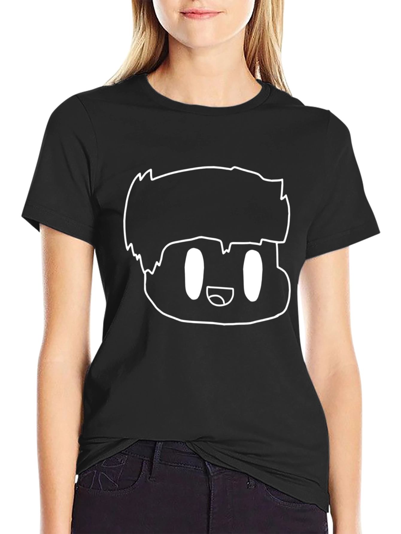 Cartoon Character Graphic Tee - Black