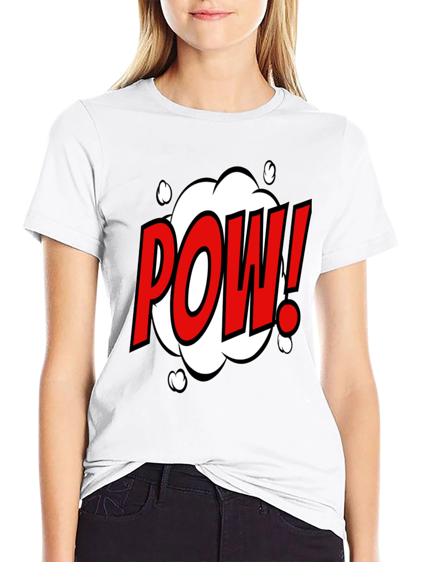 POW! Comic Style Graphic T-Shirt - Black Cotton Tee