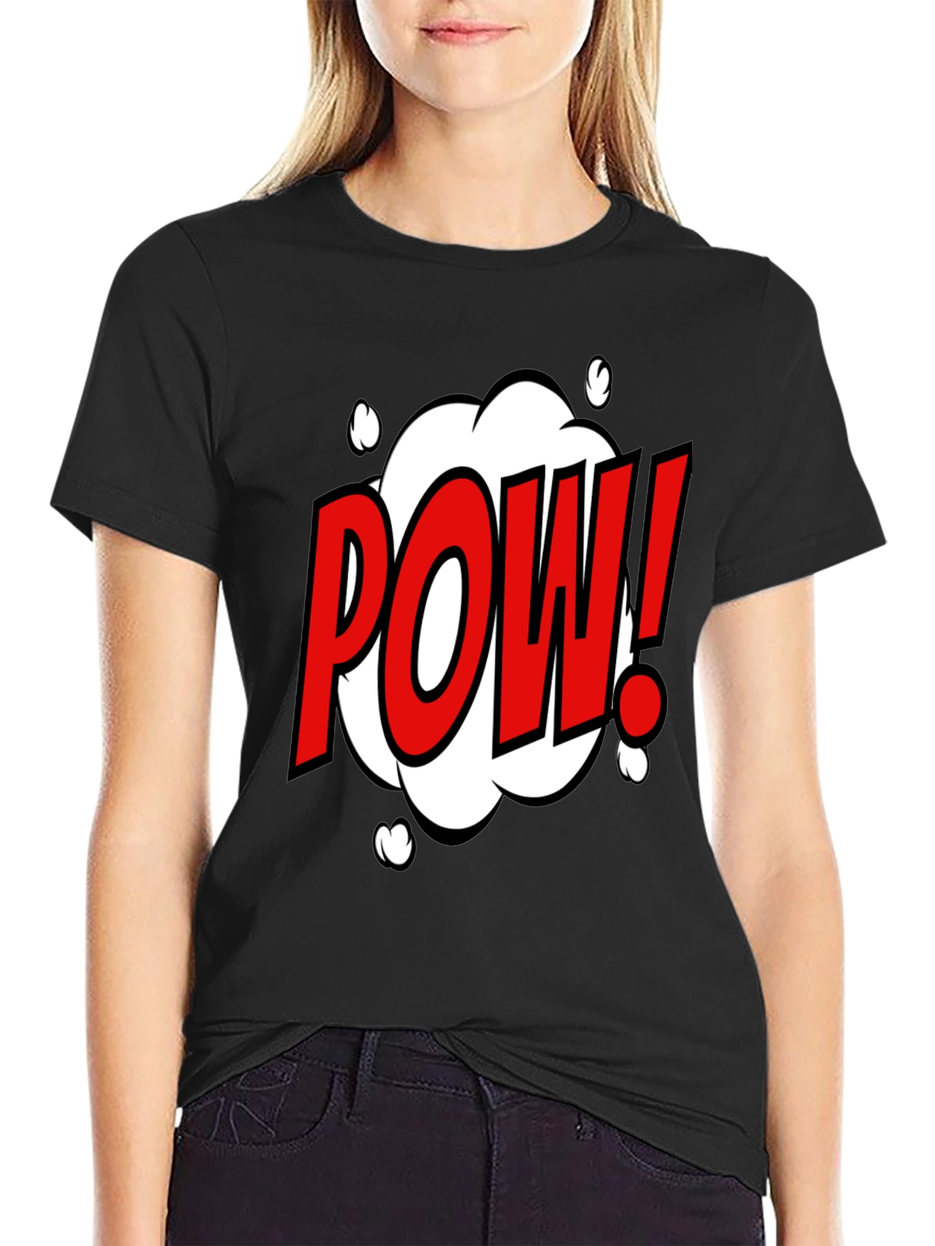 POW! Comic Style Graphic T-Shirt - Black Cotton Tee