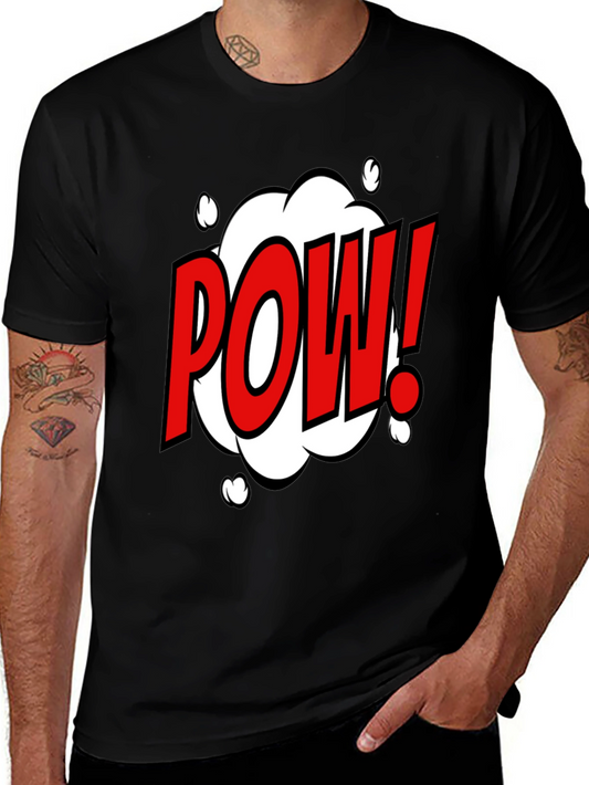 POW! Comic Style Graphic T-Shirt - Black Cotton Tee