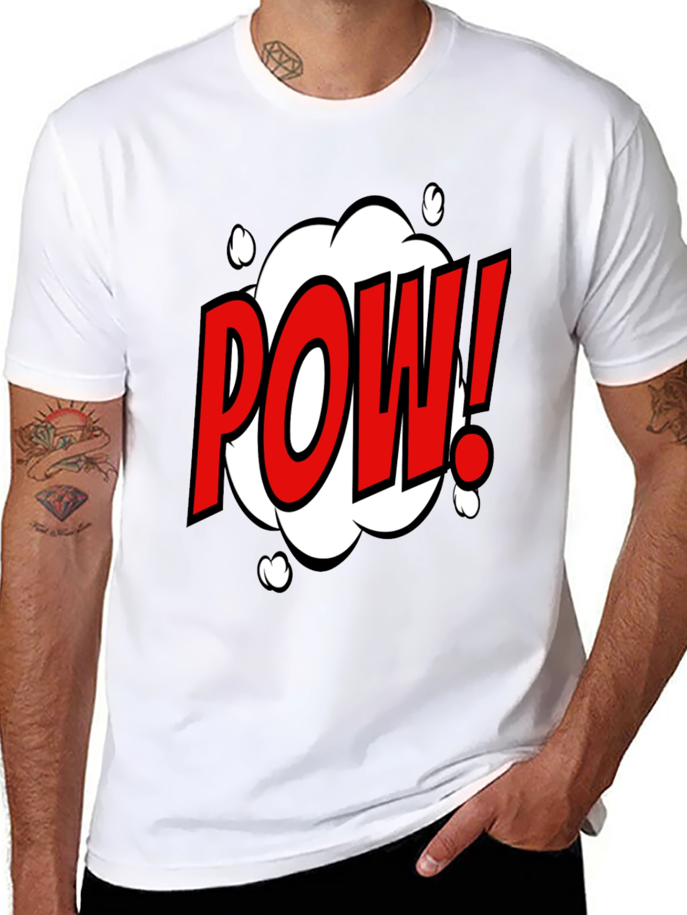 POW! Comic Style Graphic T-Shirt - Black Cotton Tee