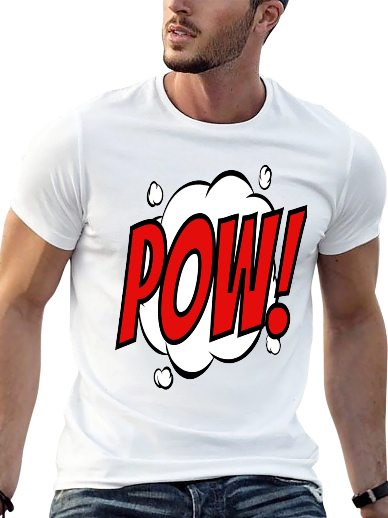 POW! Comic Style Graphic T-Shirt - Black Cotton Tee