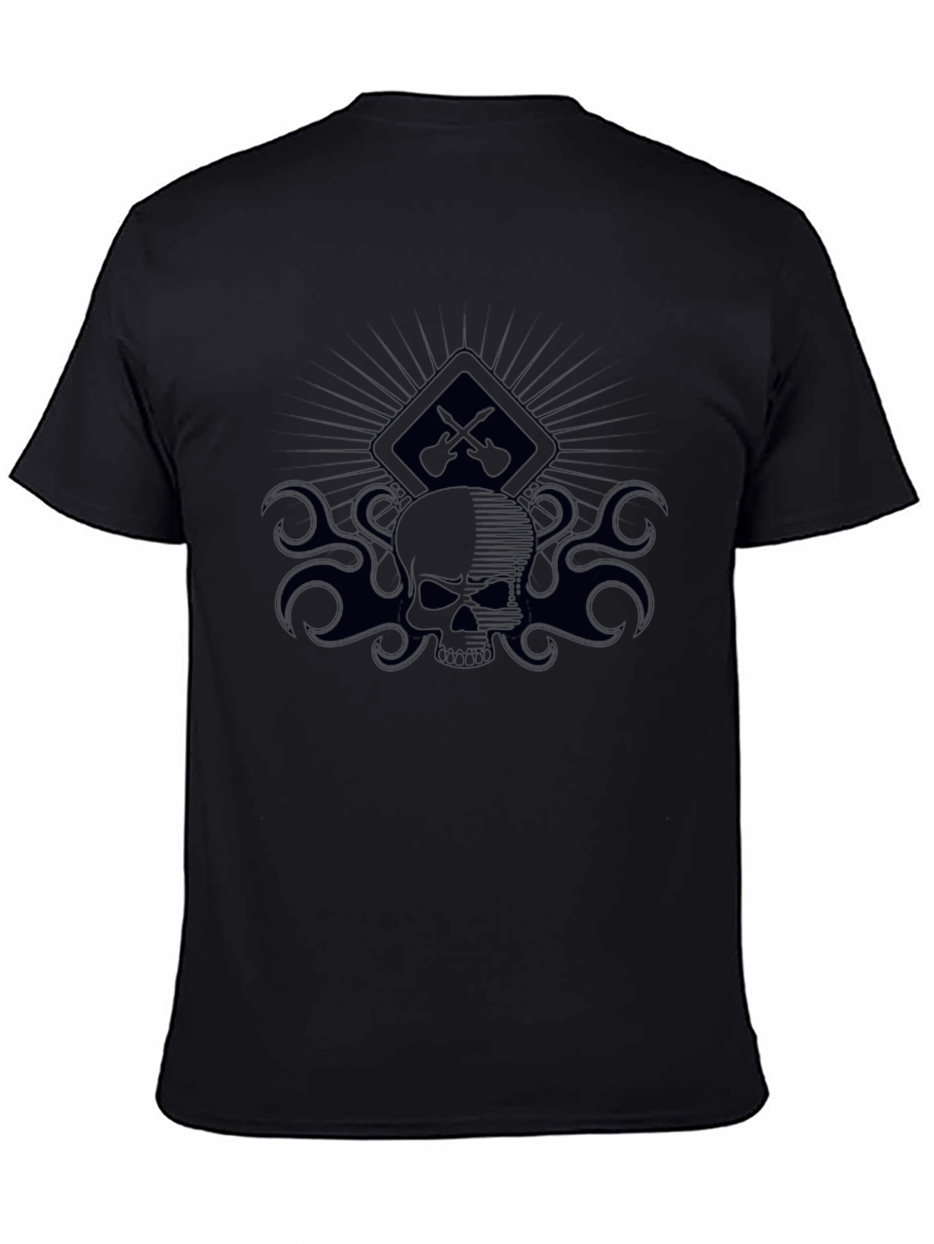 Skull & Guitars Graphic Tee - Mens Black T-Shirt