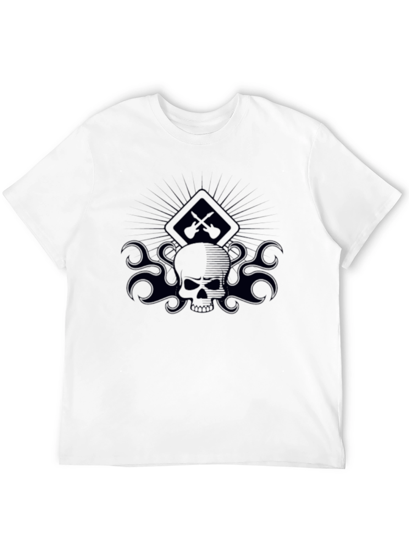 Skull & Guitars Graphic Tee - Mens Black T-Shirt