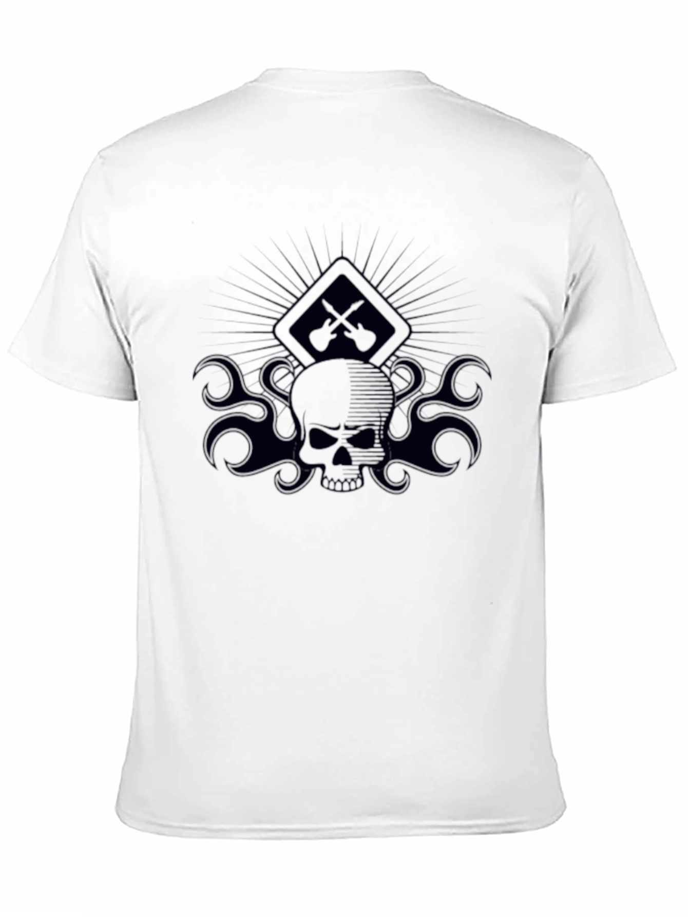 Skull & Guitars Graphic Tee - Mens Black T-Shirt