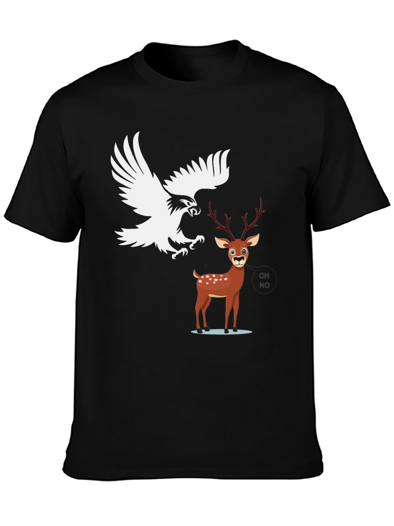 Eagle vs Deer Graphic Tee - Black Cotton Blend