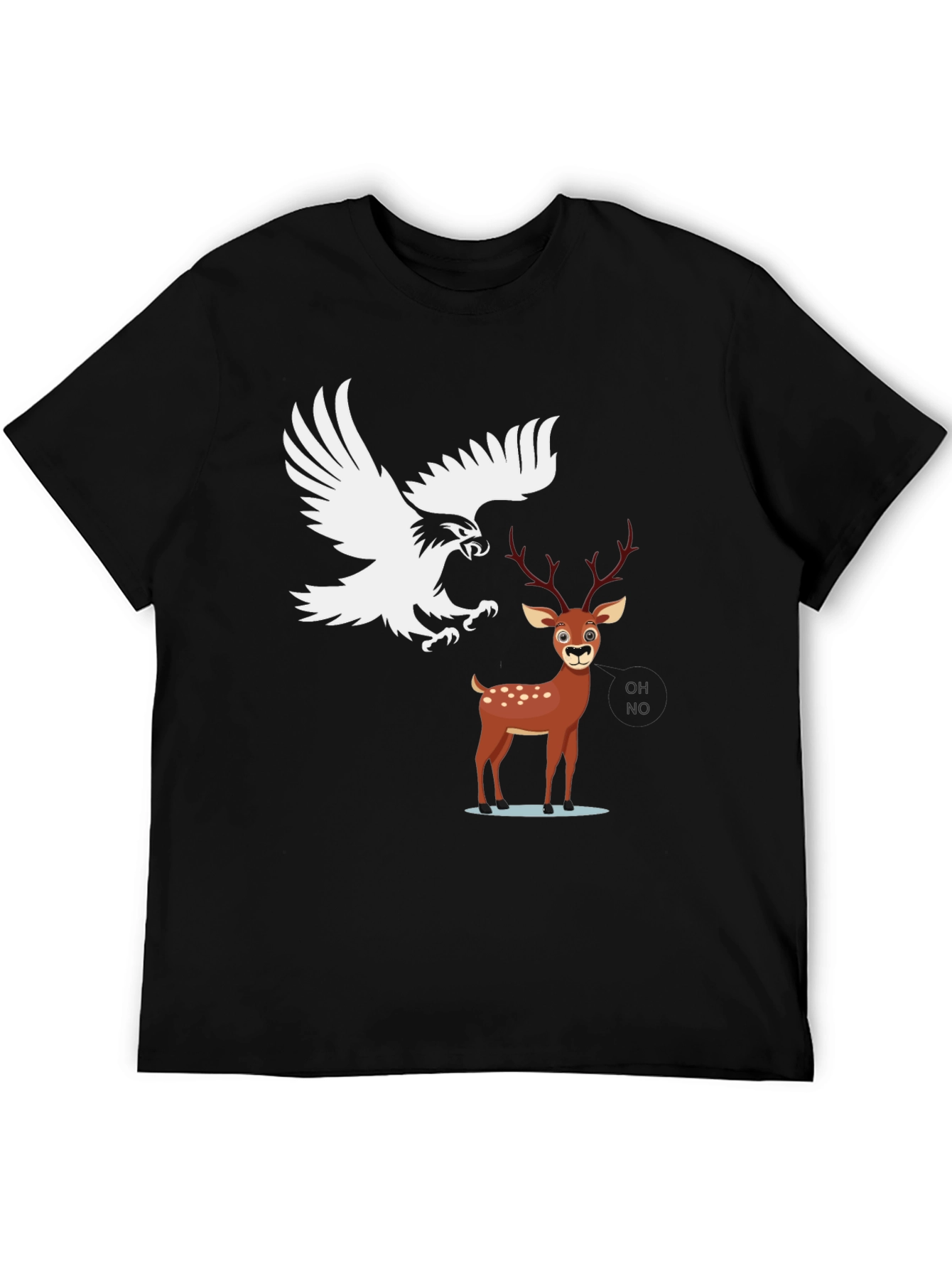 Eagle vs Deer Graphic Tee - Black Cotton Blend