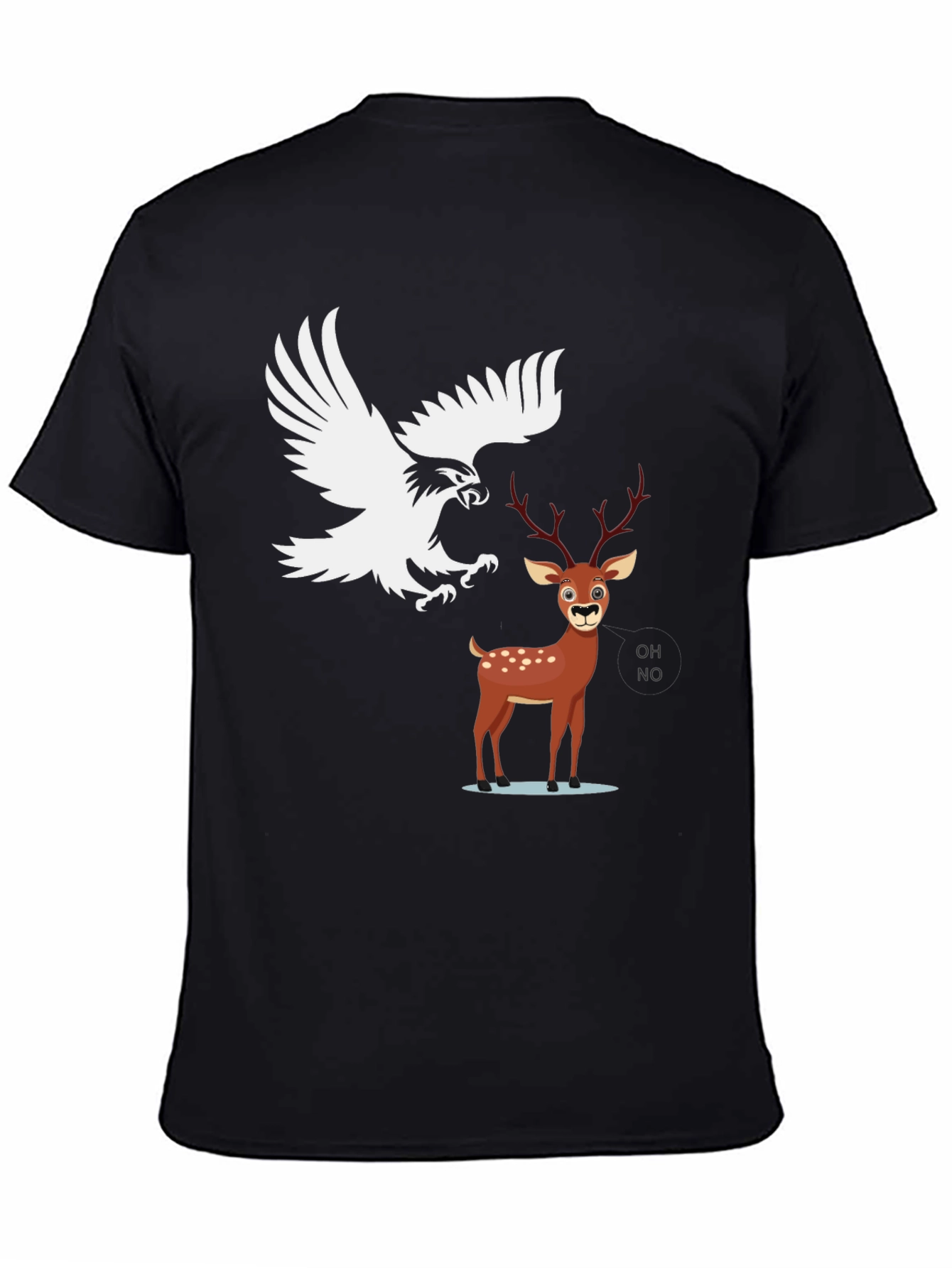 Eagle vs Deer Graphic Tee - Black Cotton Blend