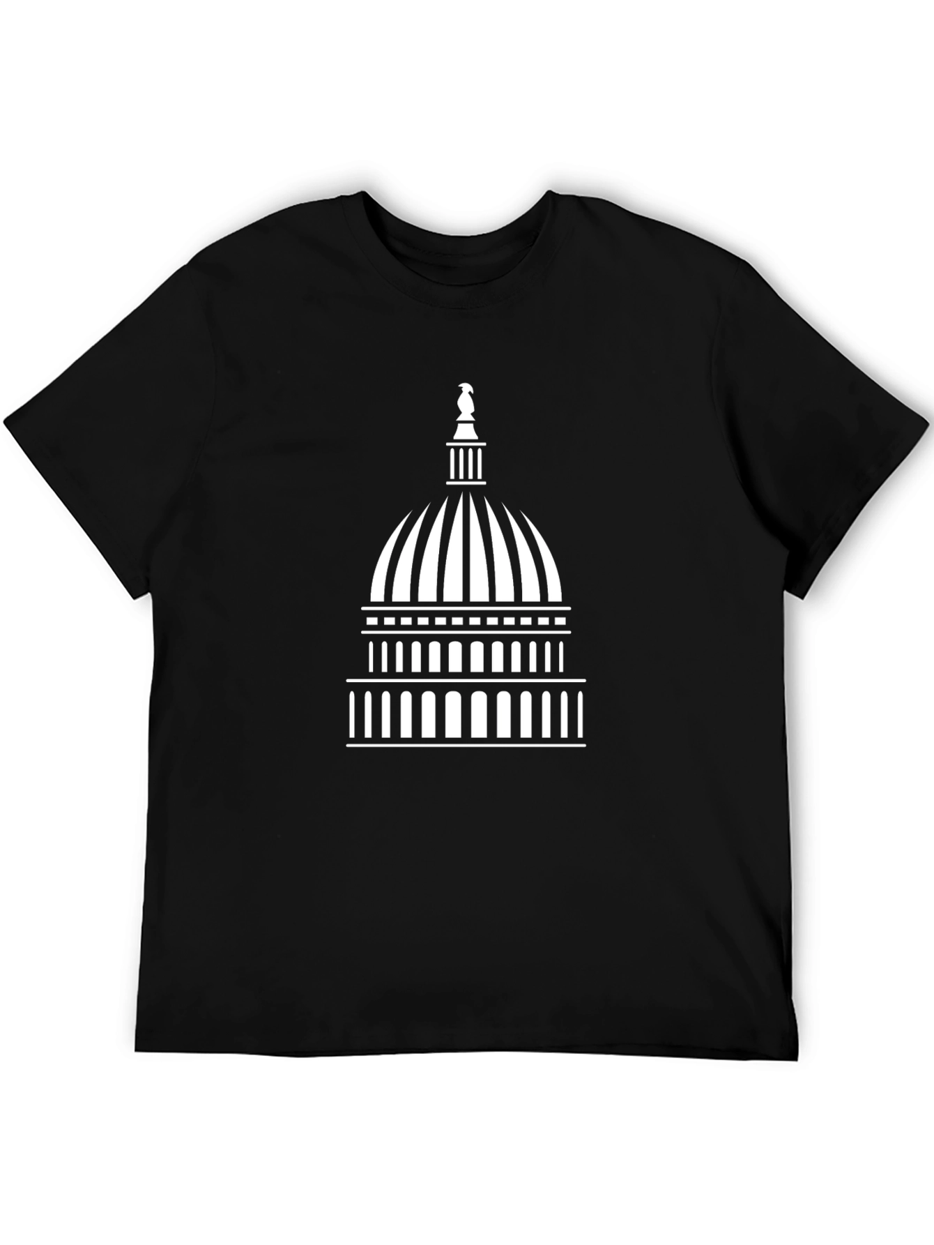 Capitol Building Graphic Tee - Black Cotton T-Shirt