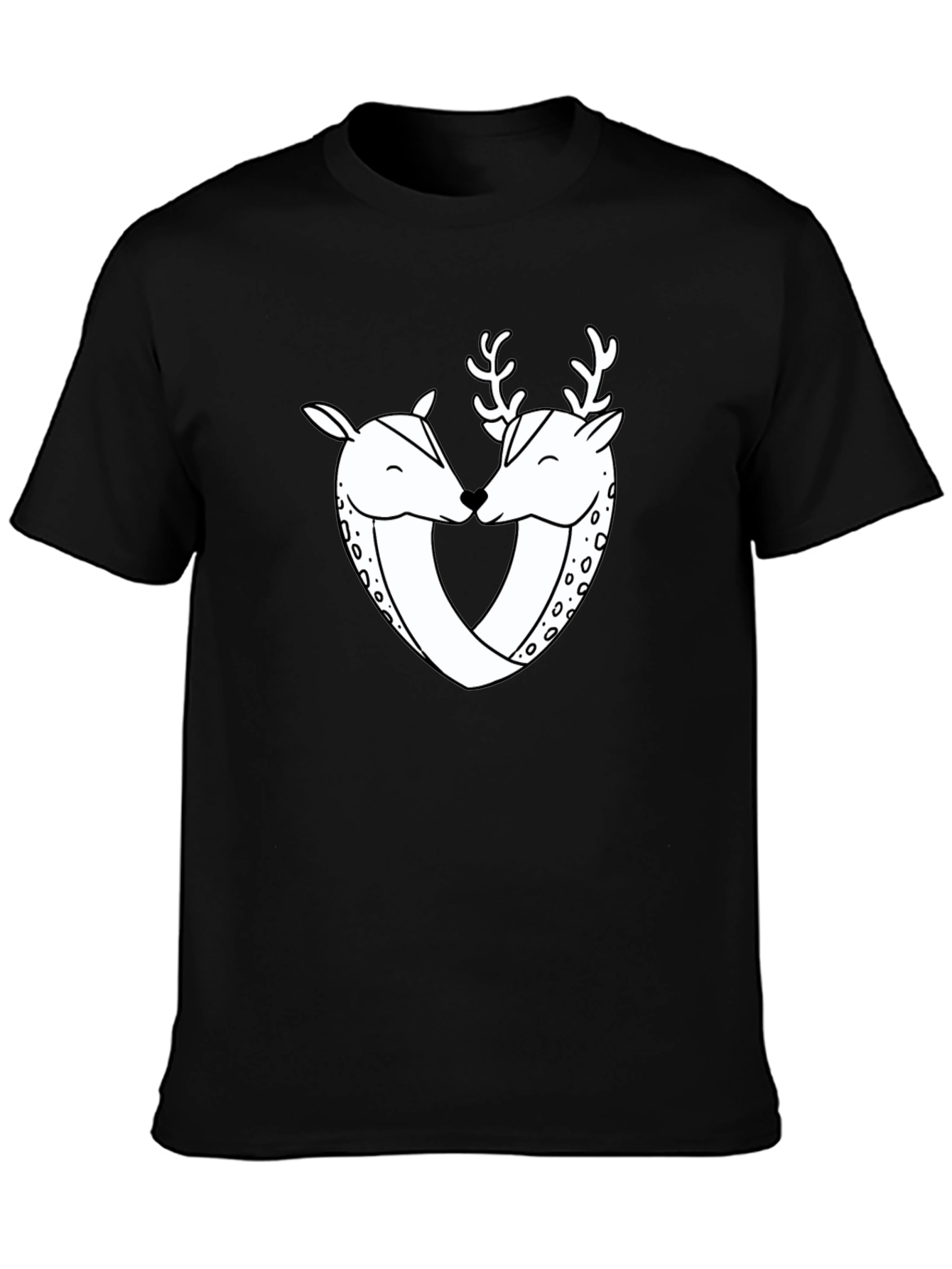 Deer Love Graphic Tee - Black Casual Shirt