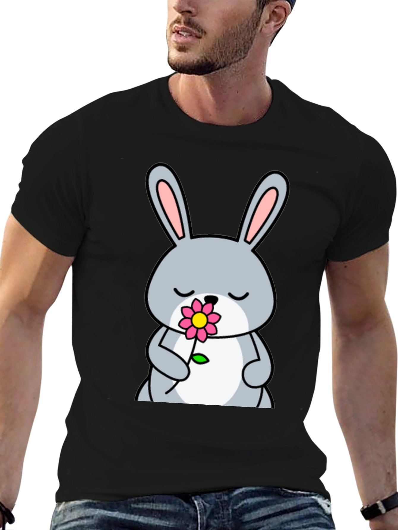 Cute Bunny with Flower Graphic Tee