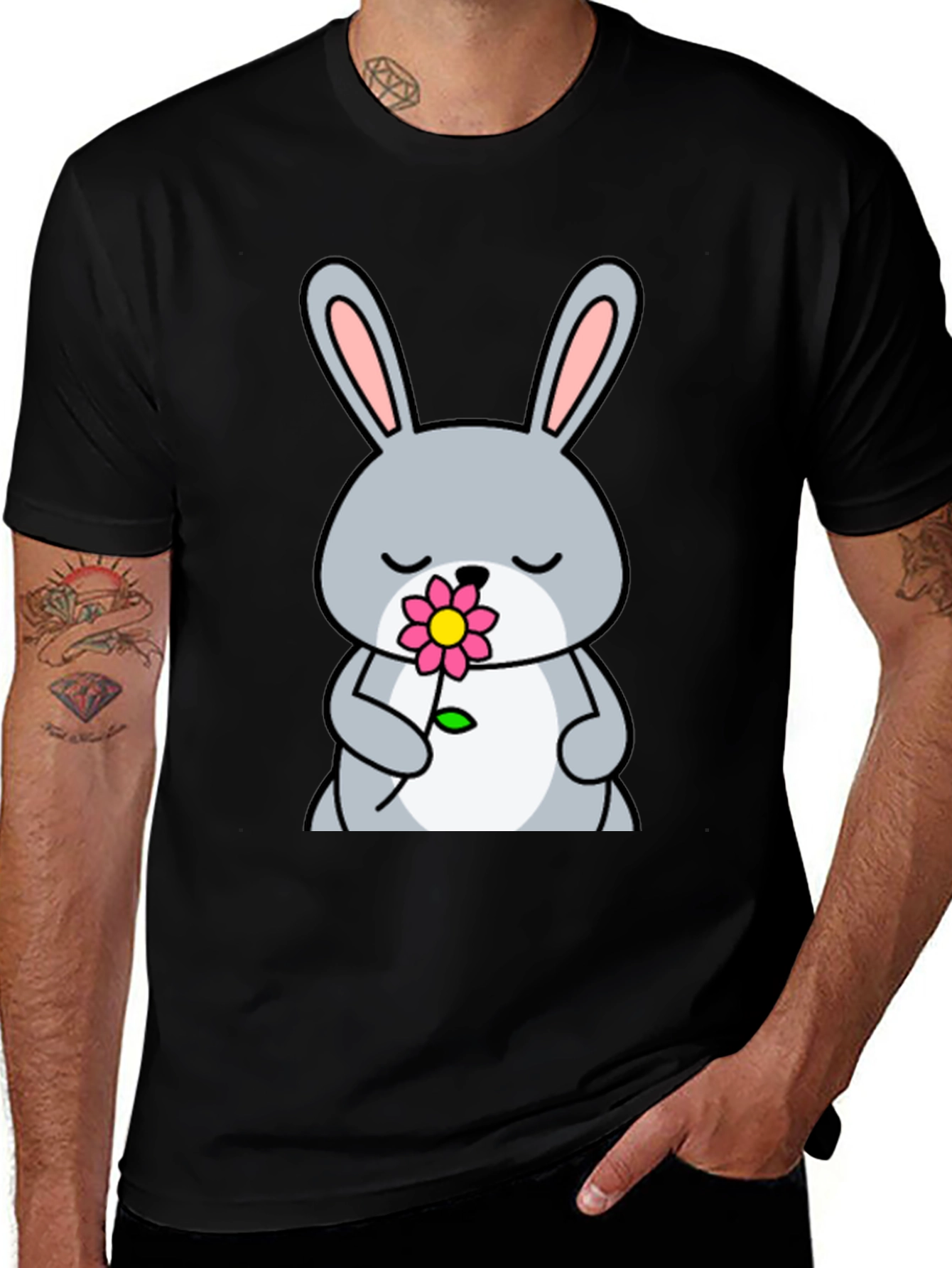 Cute Bunny with Flower Graphic Tee