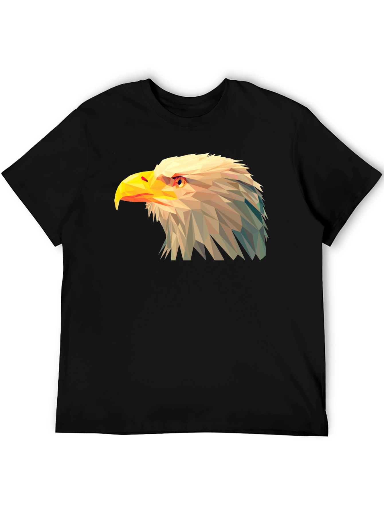 Geometric Eagle Graphic Tee - Black Cotton T-Shirt