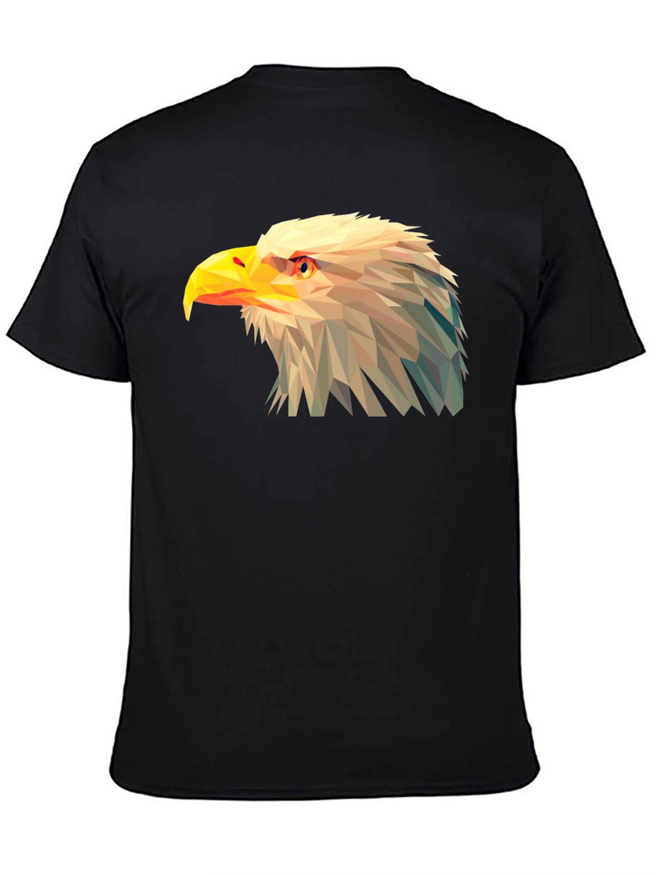 Geometric Eagle Graphic Tee - Black Cotton T-Shirt