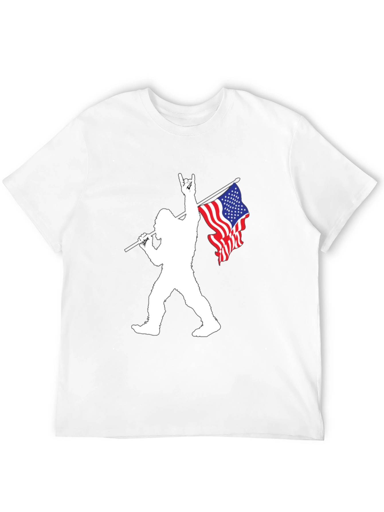 Patriotic Bigfoot Graphic Tee - Black Cotton T-Shirt