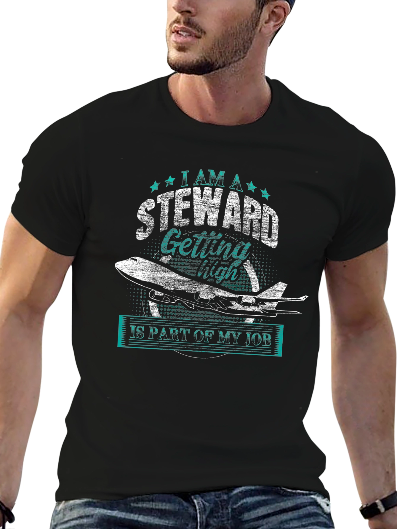 Steward Getting High T-Shirt - Aviation Humor Tee