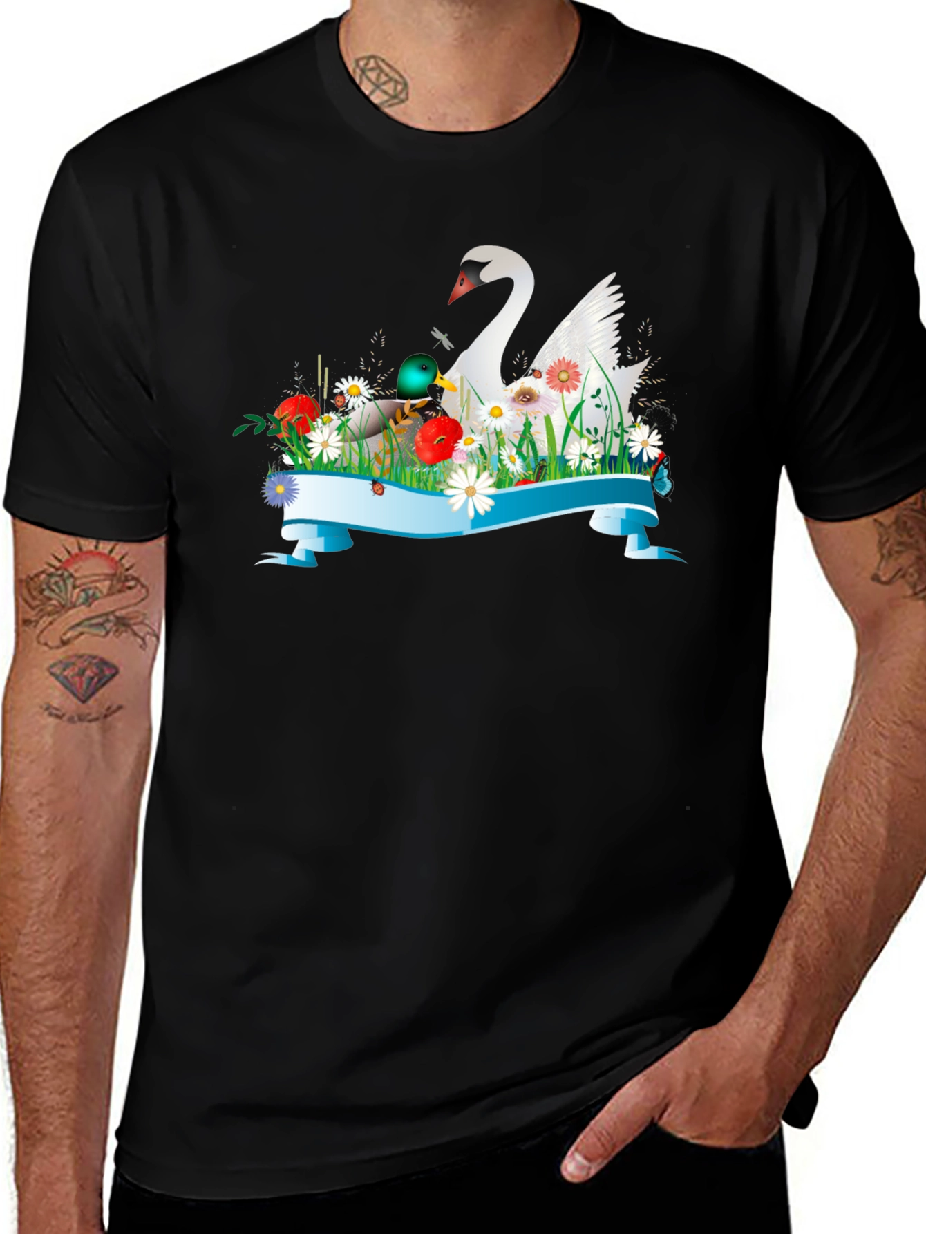 Swan and Duck Floral T-Shirt