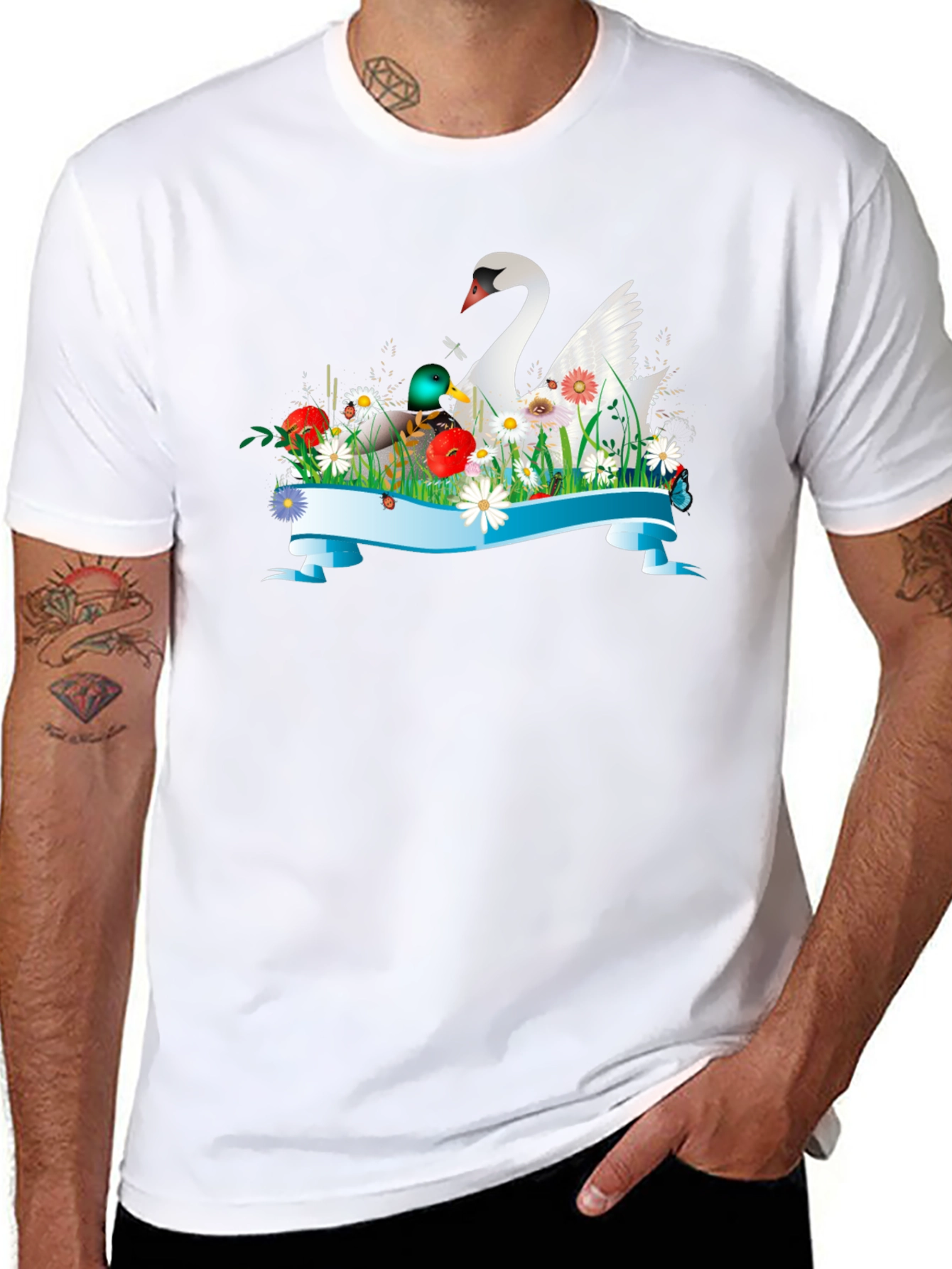 Swan and Duck Floral T-Shirt