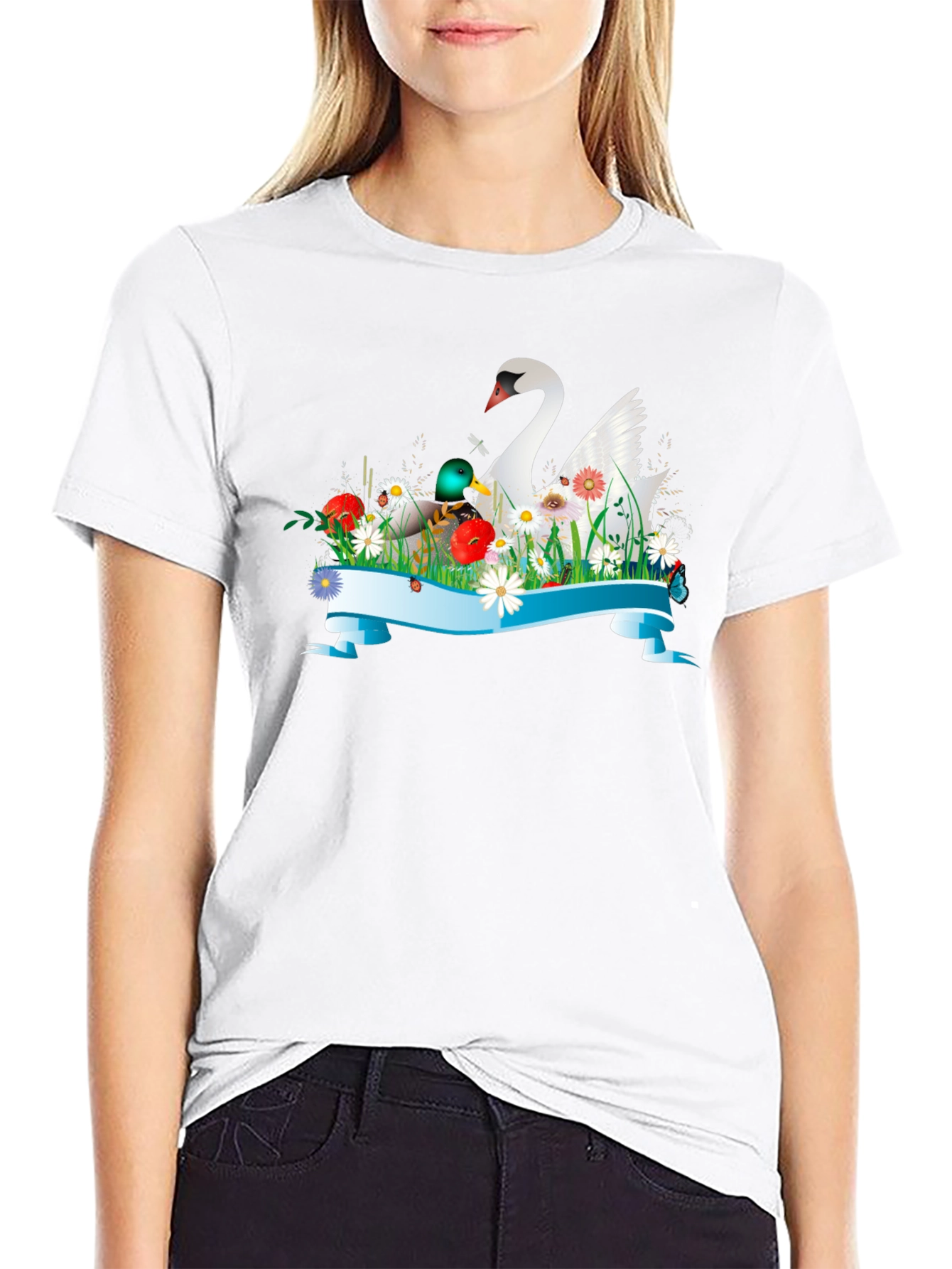 Swan and Duck Floral T-Shirt