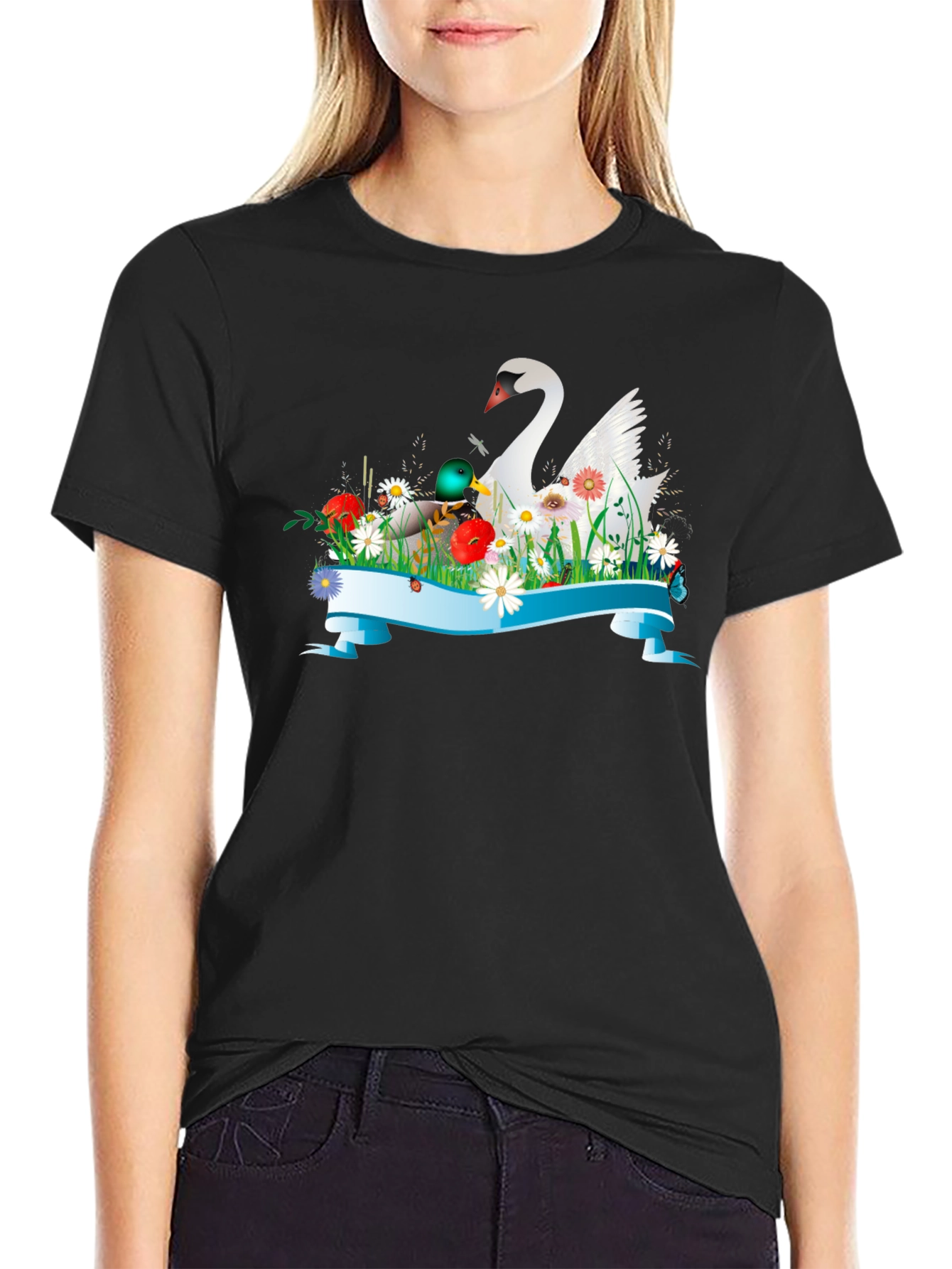 Swan and Duck Floral T-Shirt