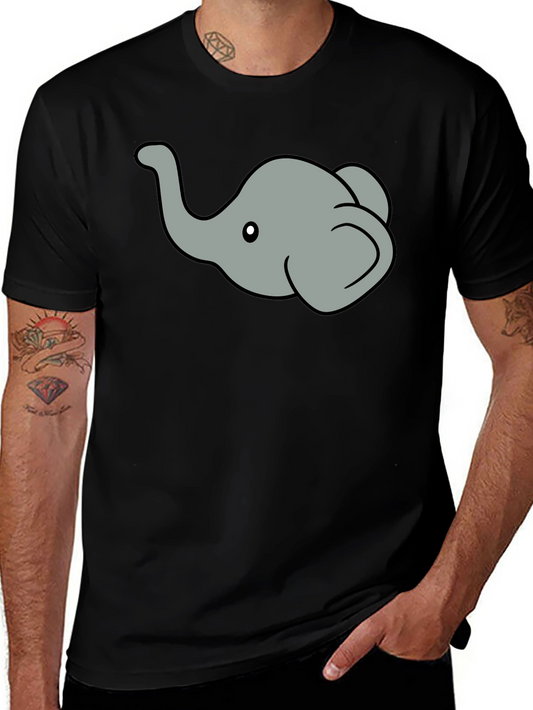 Elephant Graphic Tee - Black Cotton T-Shirt