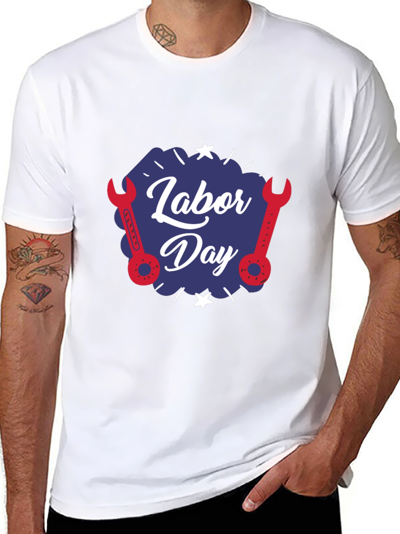 Labor Day Wrench Graphic T-Shirt - Black