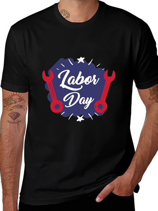 Labor Day Wrench Graphic T-Shirt - Black