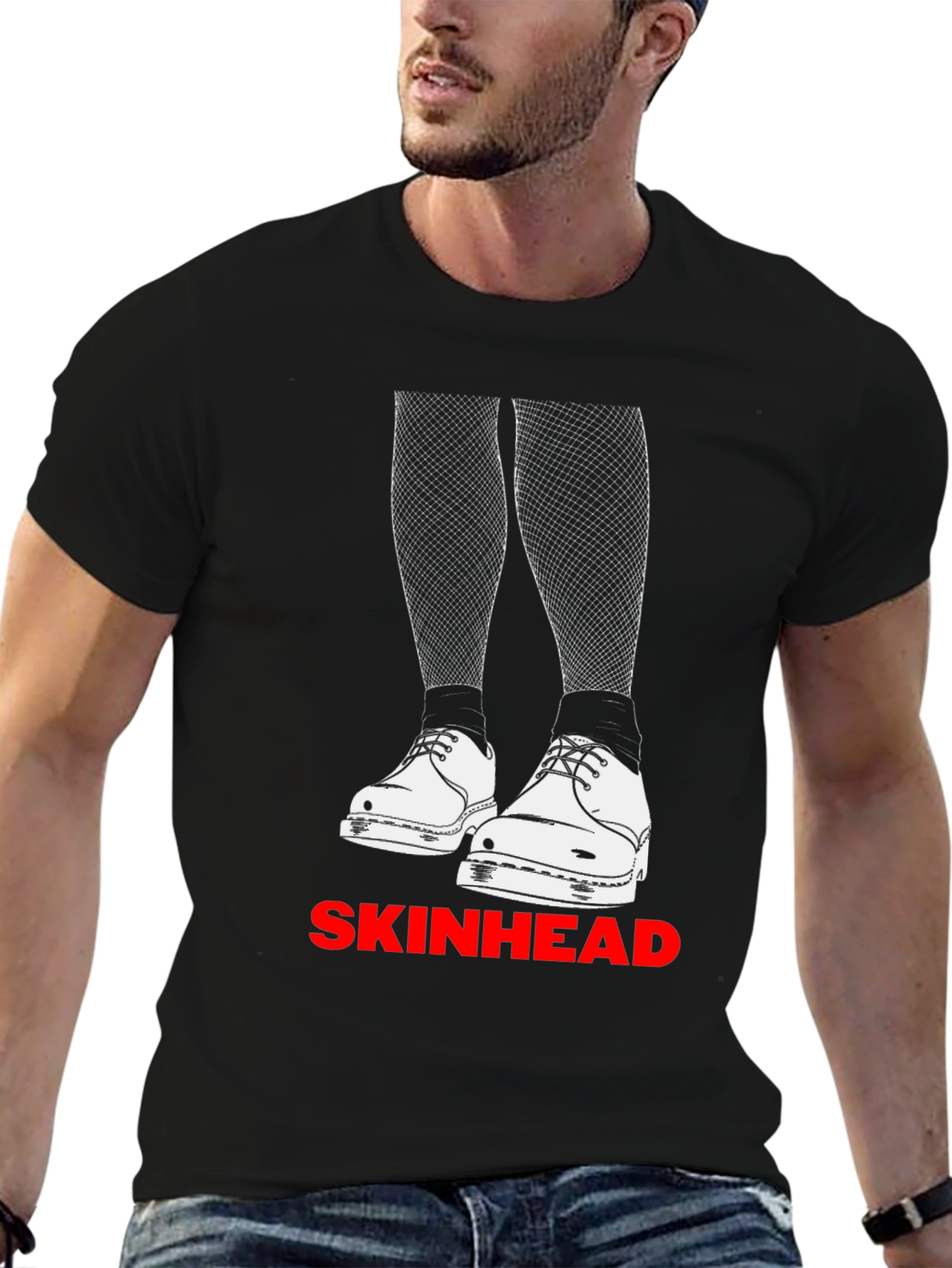 Skinhead T-Shirt with Legs and Shoes Design