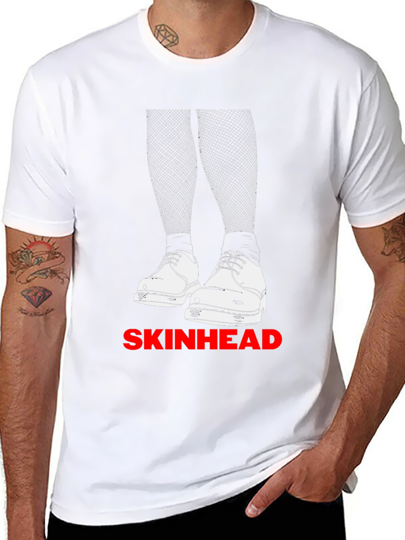 Skinhead T-Shirt with Legs and Shoes Design