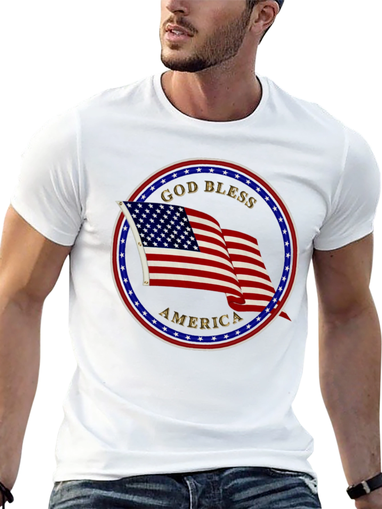 God Bless America T-Shirt Patriotic USA Flag Tee