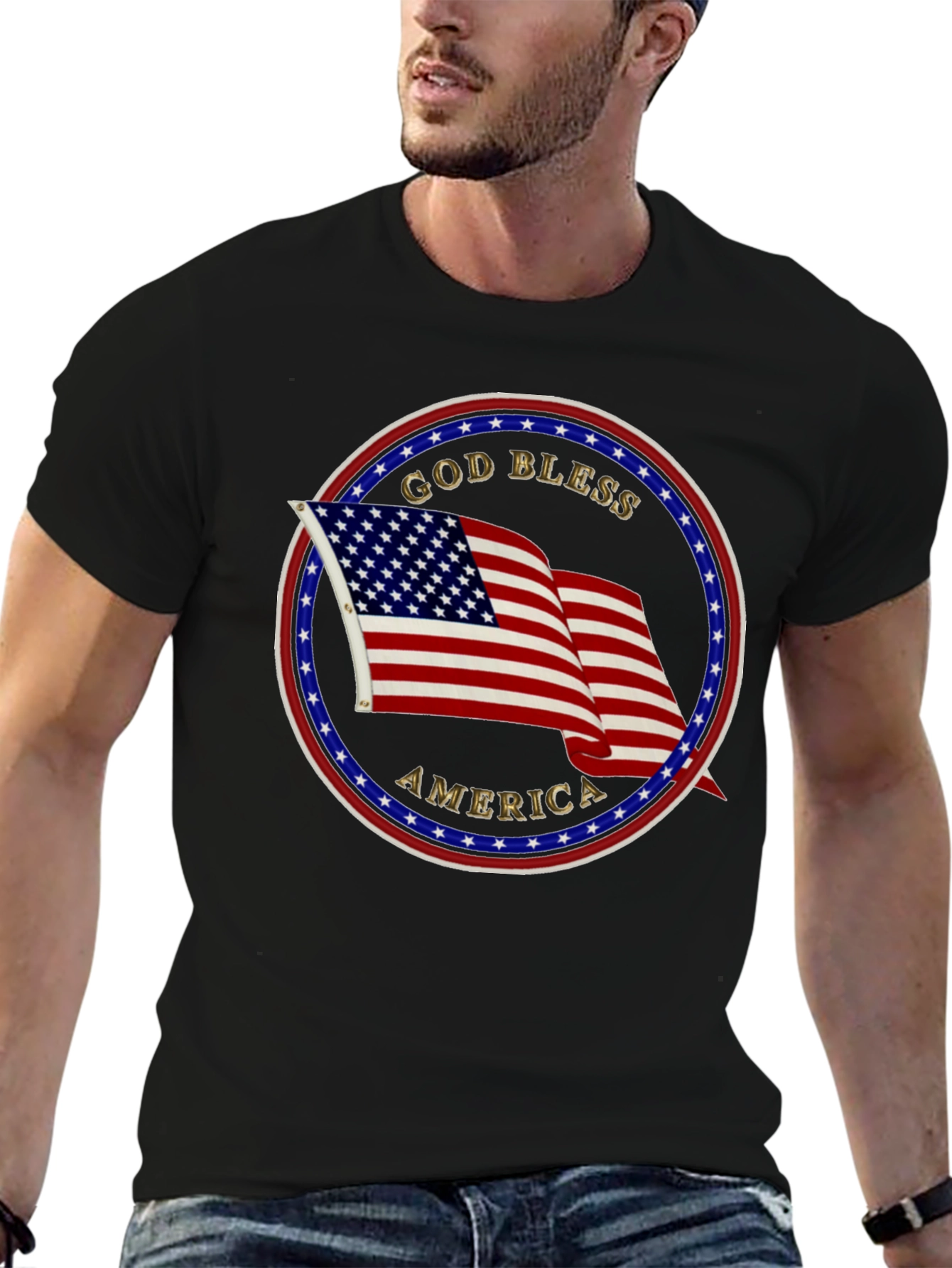 God Bless America T-Shirt Patriotic USA Flag Tee