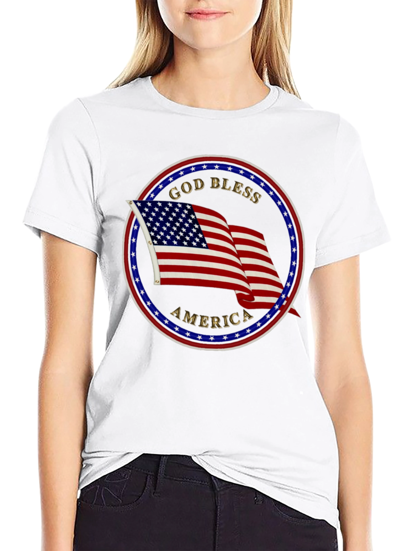 God Bless America T-Shirt Patriotic USA Flag Tee
