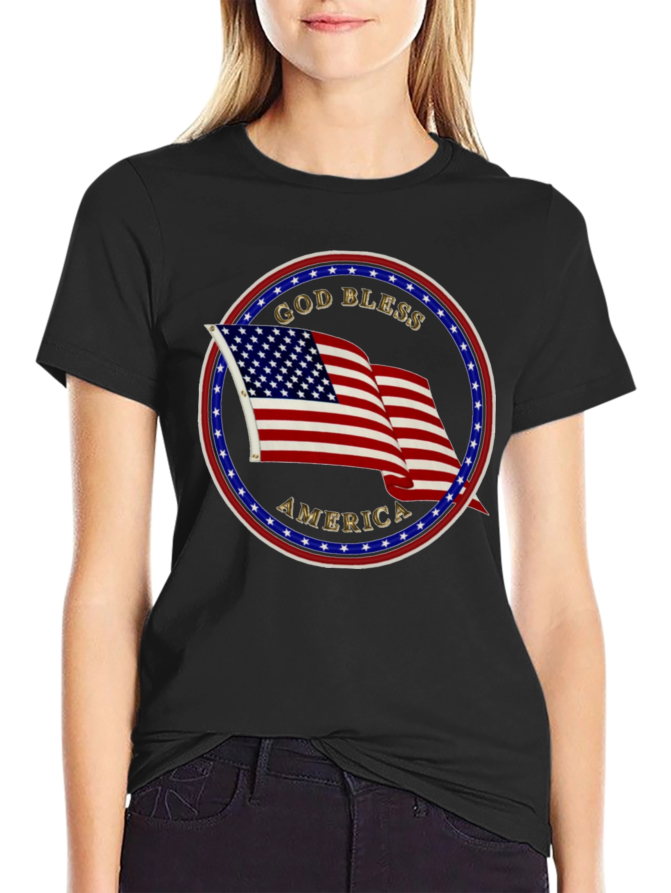 God Bless America T-Shirt Patriotic USA Flag Tee