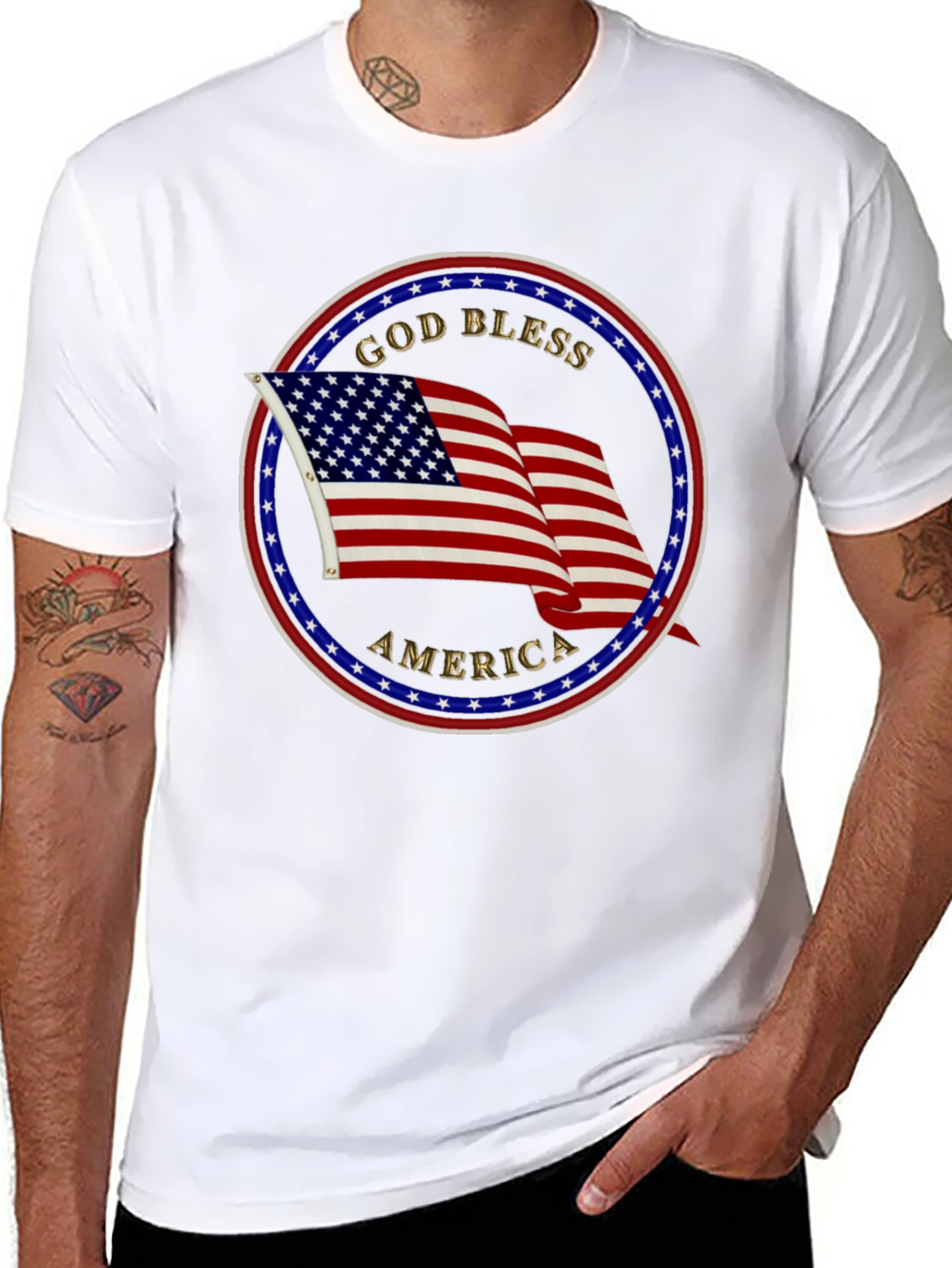 God Bless America T-Shirt Patriotic USA Flag Tee