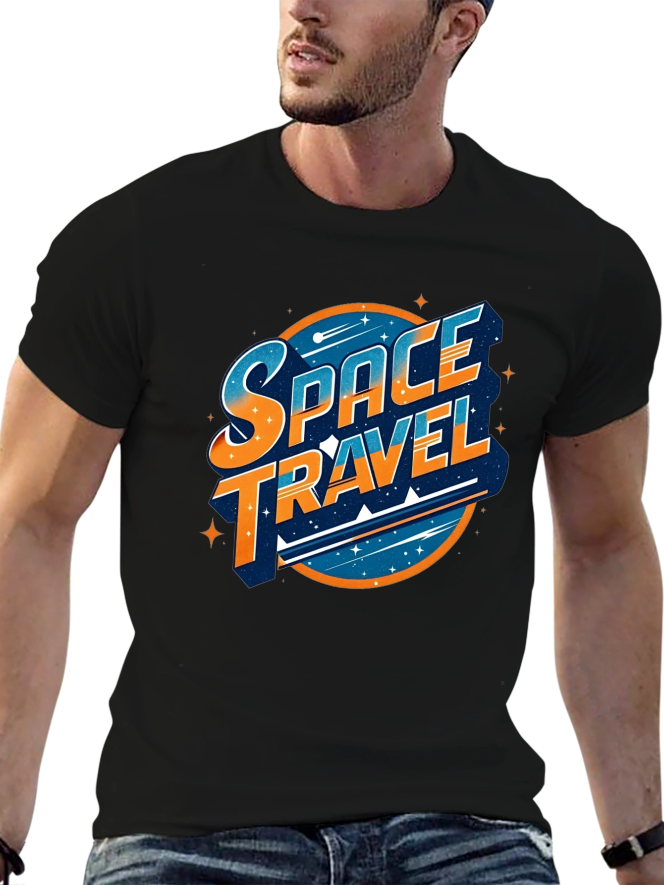 Space Travel Graphic T-Shirt - Black