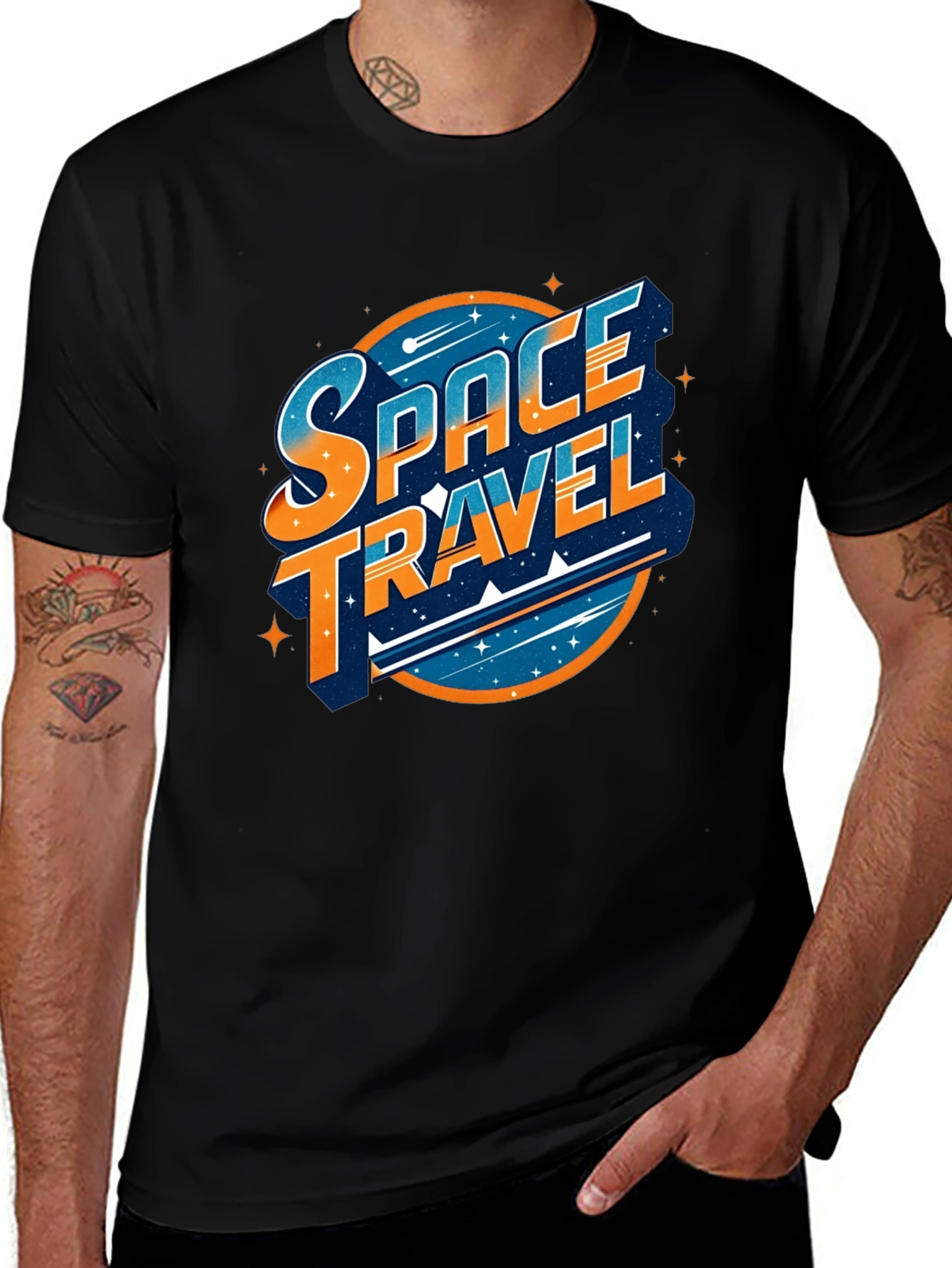 Space Travel Graphic T-Shirt - Black