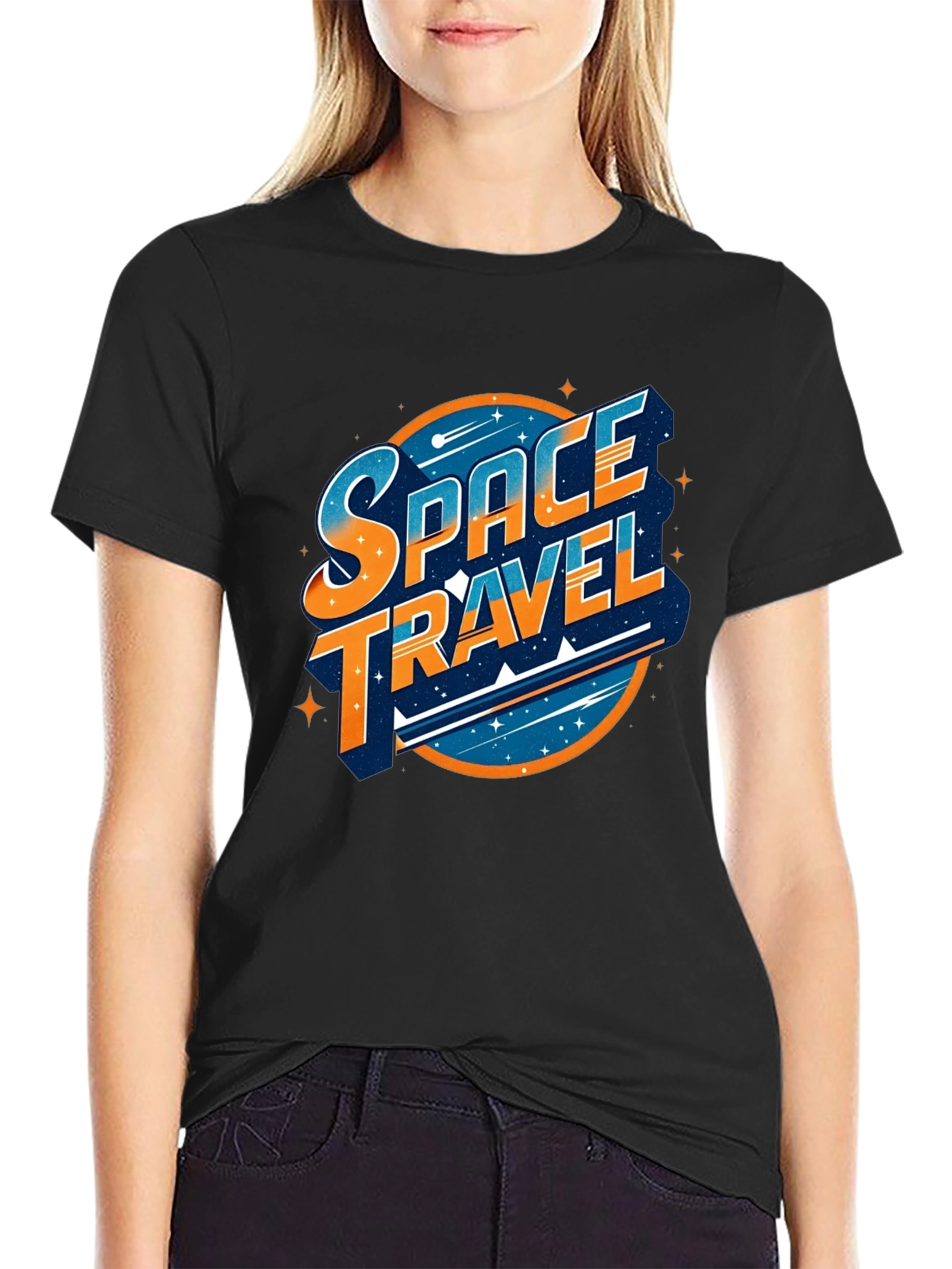Space Travel Graphic T-Shirt - Black